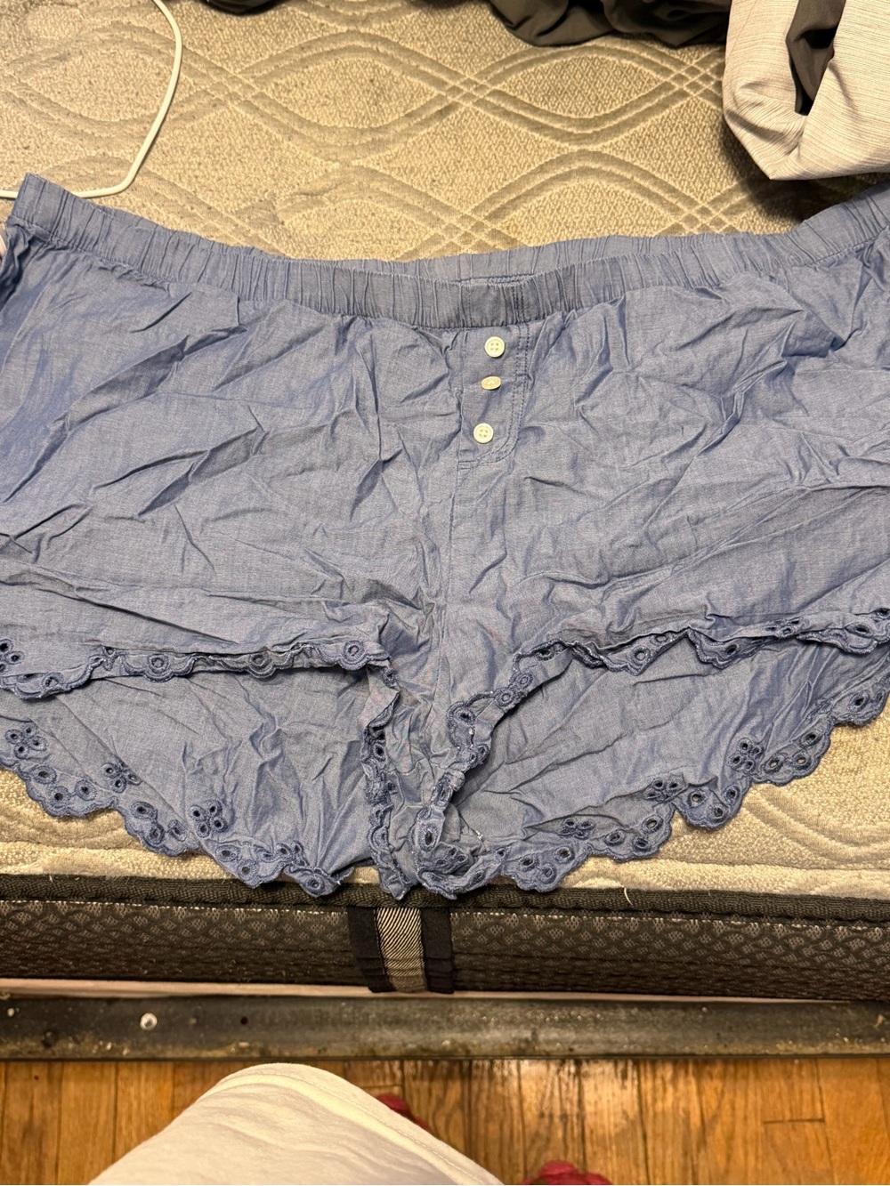 Old Navy Light Blue Eyelet-Trim Cotton Shorts